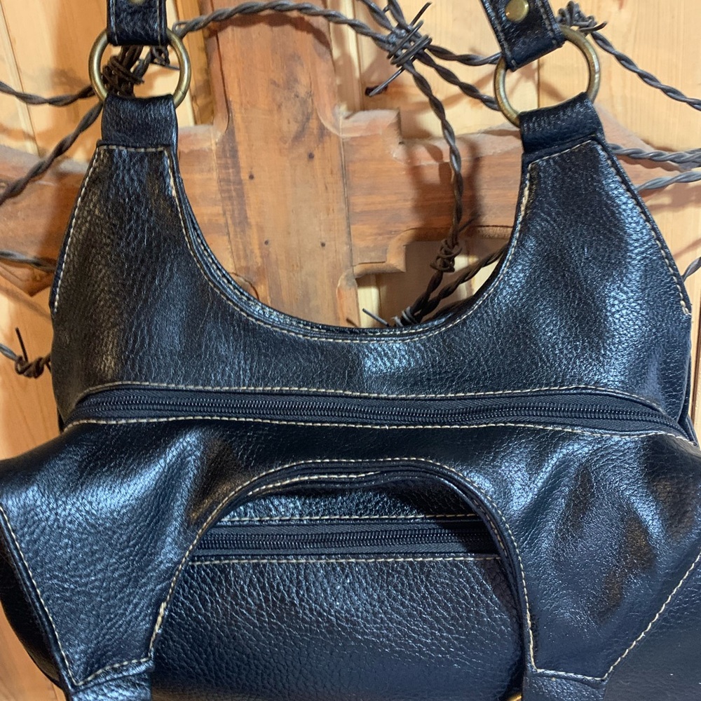 Black Soft Leather Classic Elements Hand Bag - image 5